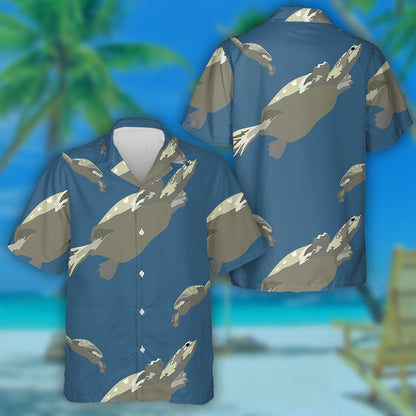 Grey Turtles Swim In The Blue Sea Hawaiian Shirt Gift, Christmas Gift
