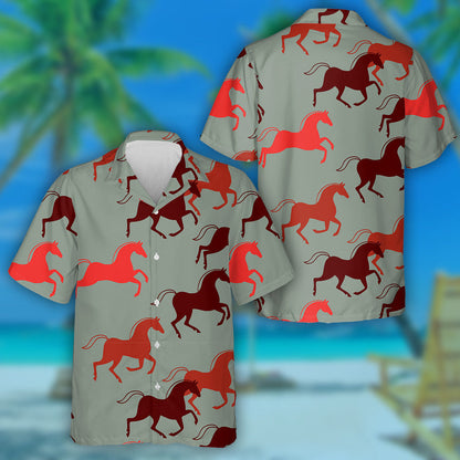 The Bright Beautiful Wild Horses On Grey Hawaiian Shirt, Hawaiian Shirt Gift, Christmas Gift