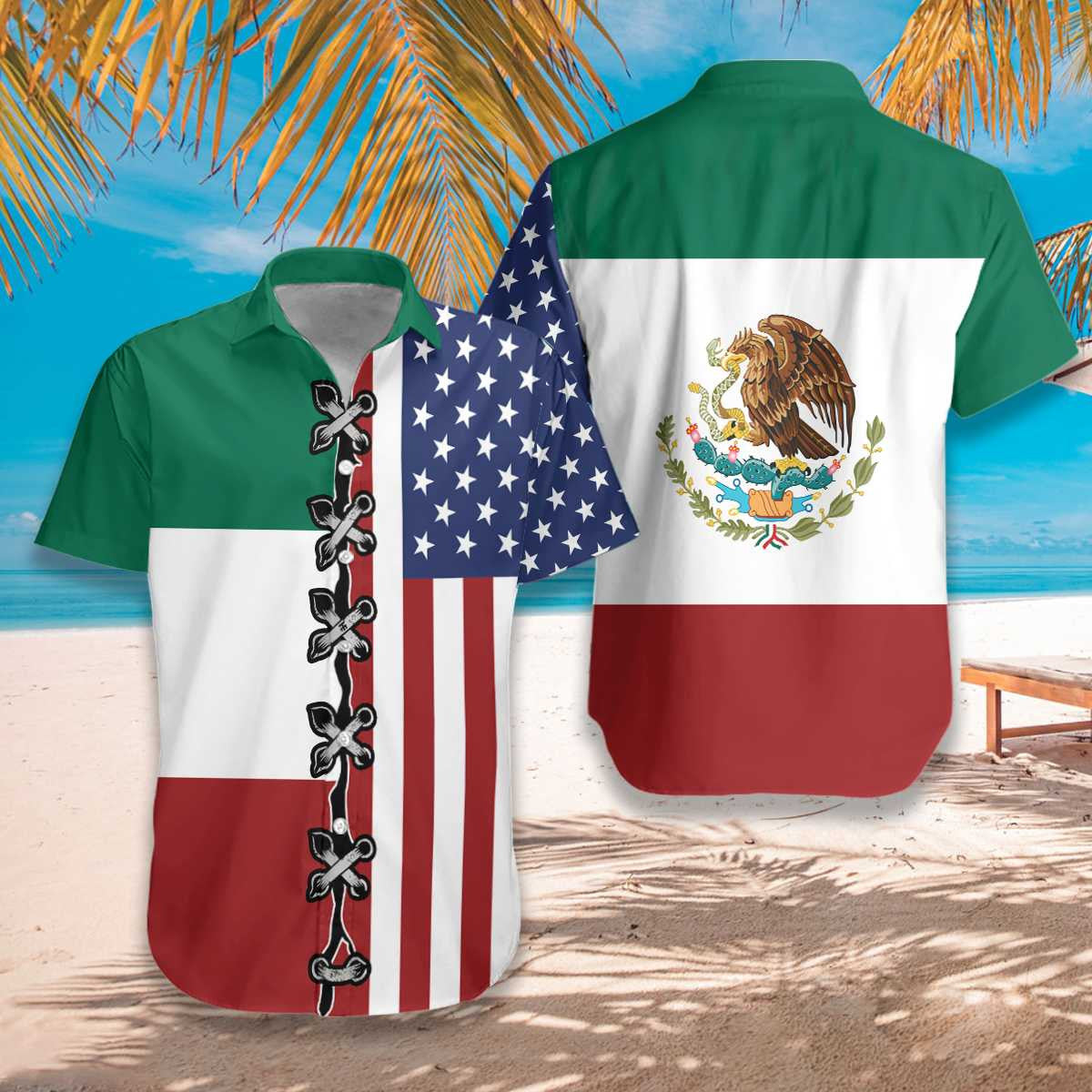 Love Freedom American Mexico Flag Design Hawaiian Shirt,Hawaiian Shirt Gift, Christmas Gift