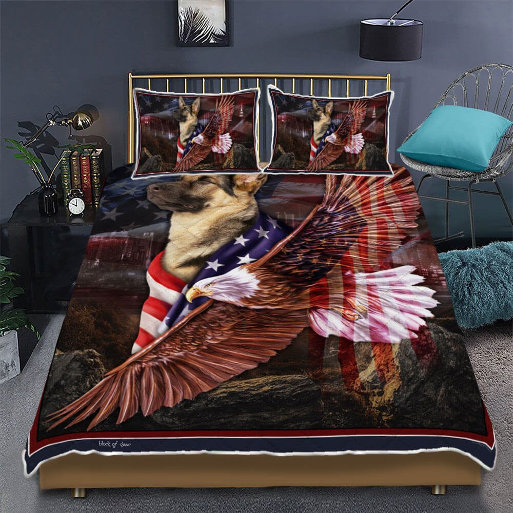 German Shepherd American Patriot Dog Quilt Bedding Set Bedroom Set Bedlinen 3D,Bedding Christmas Gift,Bedding Set Christmas