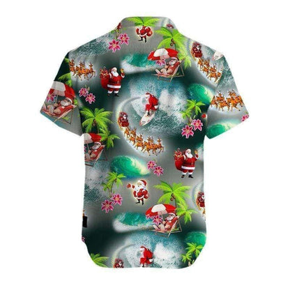 Hawaiian Shirt Santa Surfing On Beach Merry Xmas Themed Hawaiian Shirt, Hawaiian For Gift