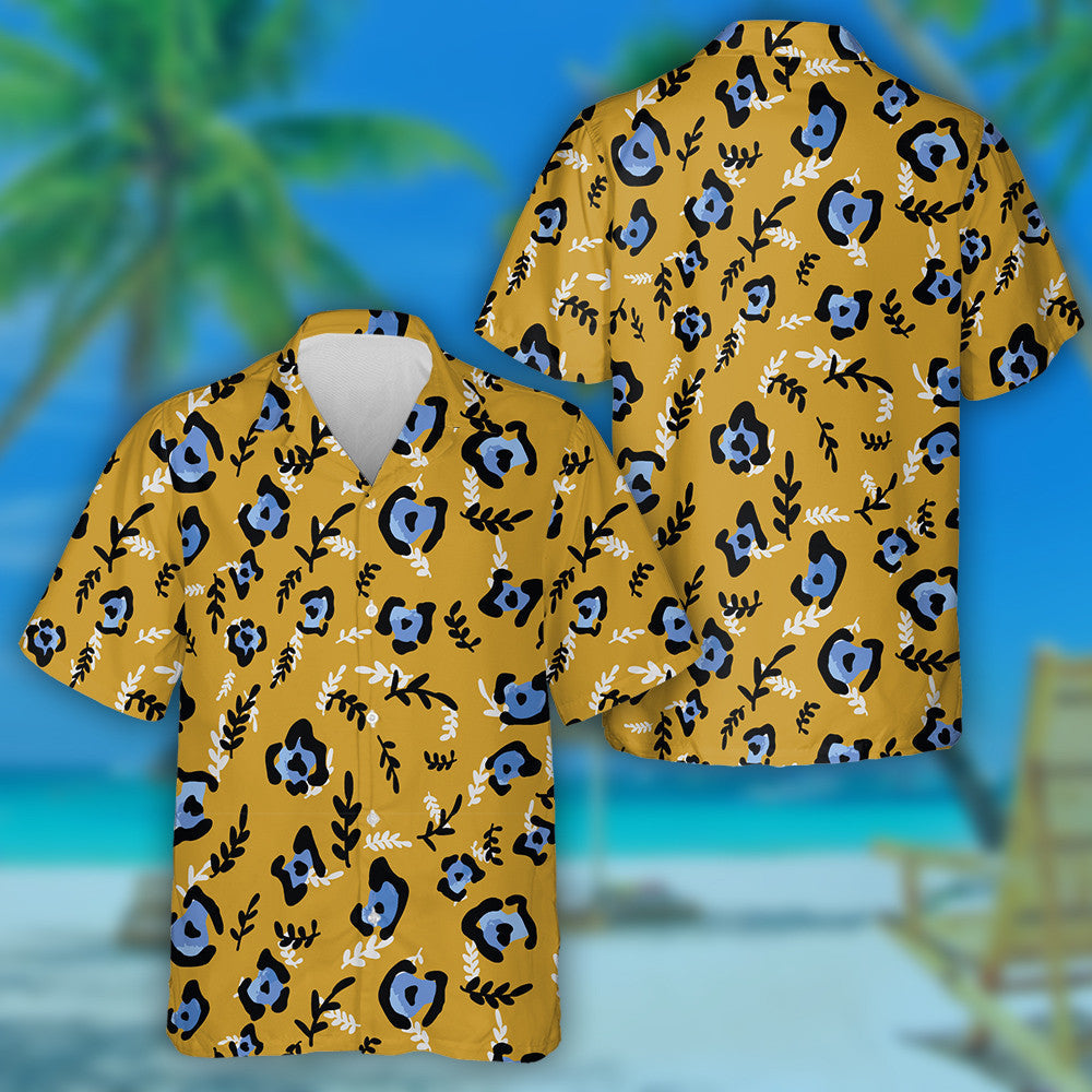 Ainmhithe Fiáine Abstract Cruthanna Craiceann Liopard Agus Duilleoga Léine Haváís, Bronntanas Léine Haváís, Bronntanas Nollag