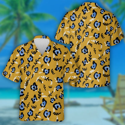 Ainmhithe Fiáine Abstract Cruthanna Craiceann Liopard Agus Duilleoga Léine Haváís, Bronntanas Léine Haváís, Bronntanas Nollag