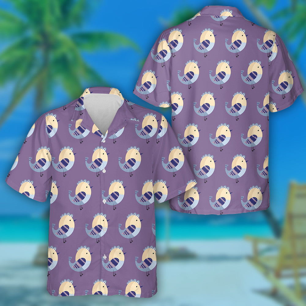 Funny Chicken On Purple Background Hawaiian Shirt,Hawaiian Shirt Gift, Christmas Gift