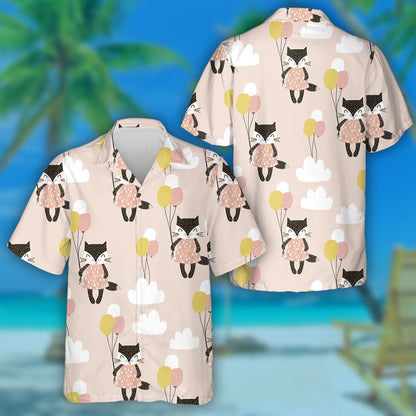 Cute Cats With Balloons And Clouds Hawaiian Shirt,Hawaiian Shirt Gift, Christmas Gift