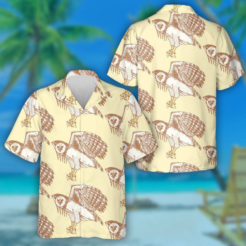 Sketch Harpia Eagle Head In Vintage Style Hawaiian Shirt, Hawaiian Shirt Gift, Christmas Gift