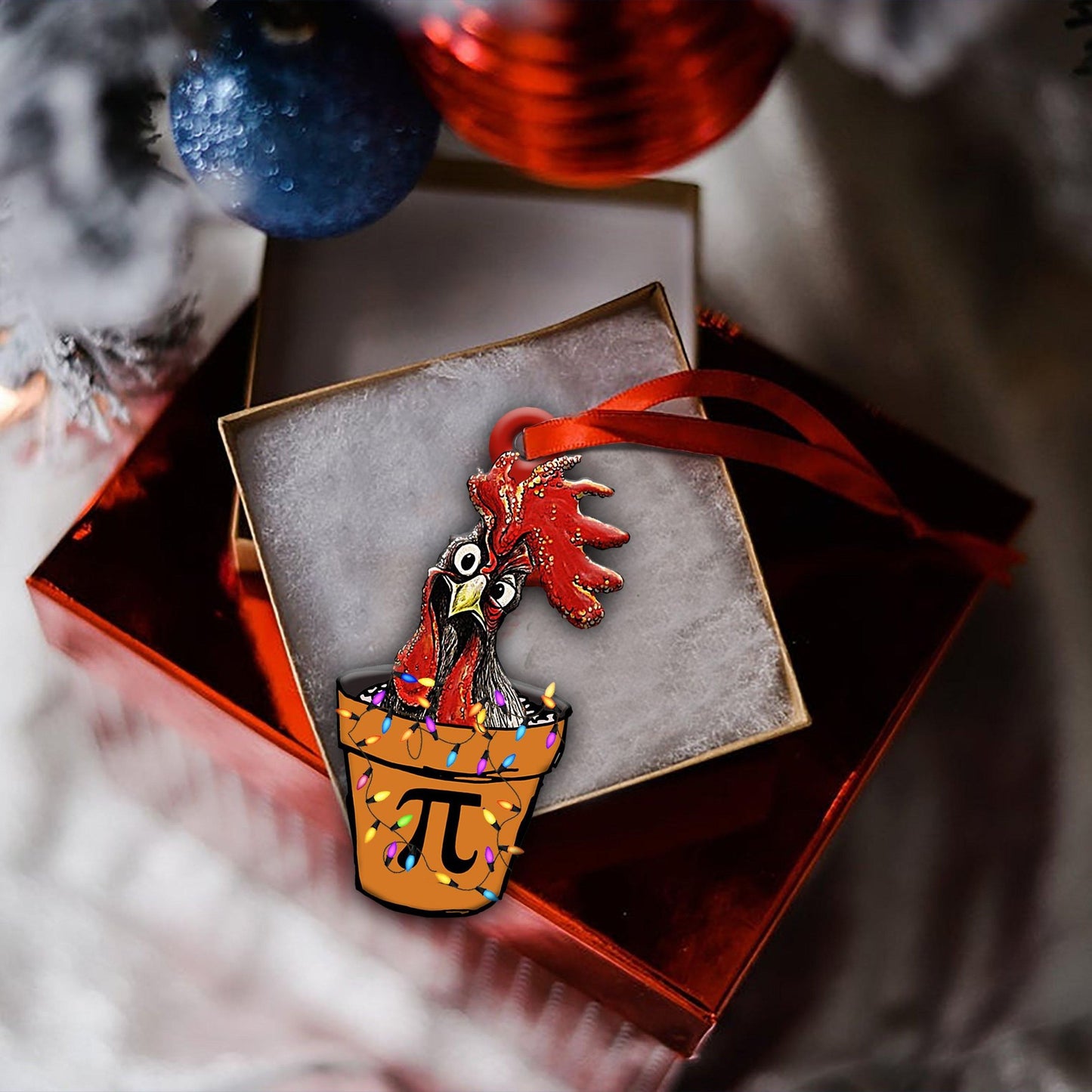 Chicken Pot Pi Shape Ornament, Happy Christmas Ornament, Christmas Gift, Christmas Decoration