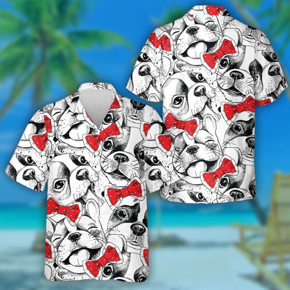 Portraits Of French Bulldog And Red Tie Hawaiian Shirt, Hawaiian Shirt Gift, Christmas Gift