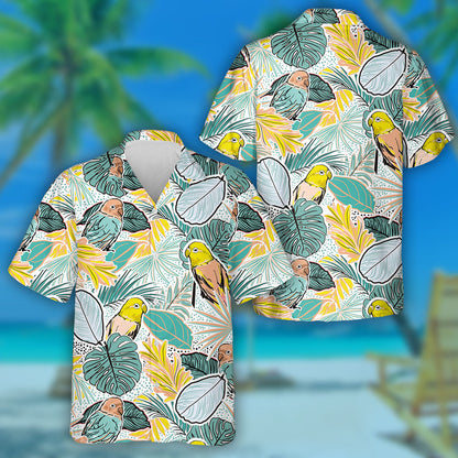 Tropical Leaves With Colorful Birds Hawaiian Shirt,Hawaiian Shirt Gift, Christmas Gift