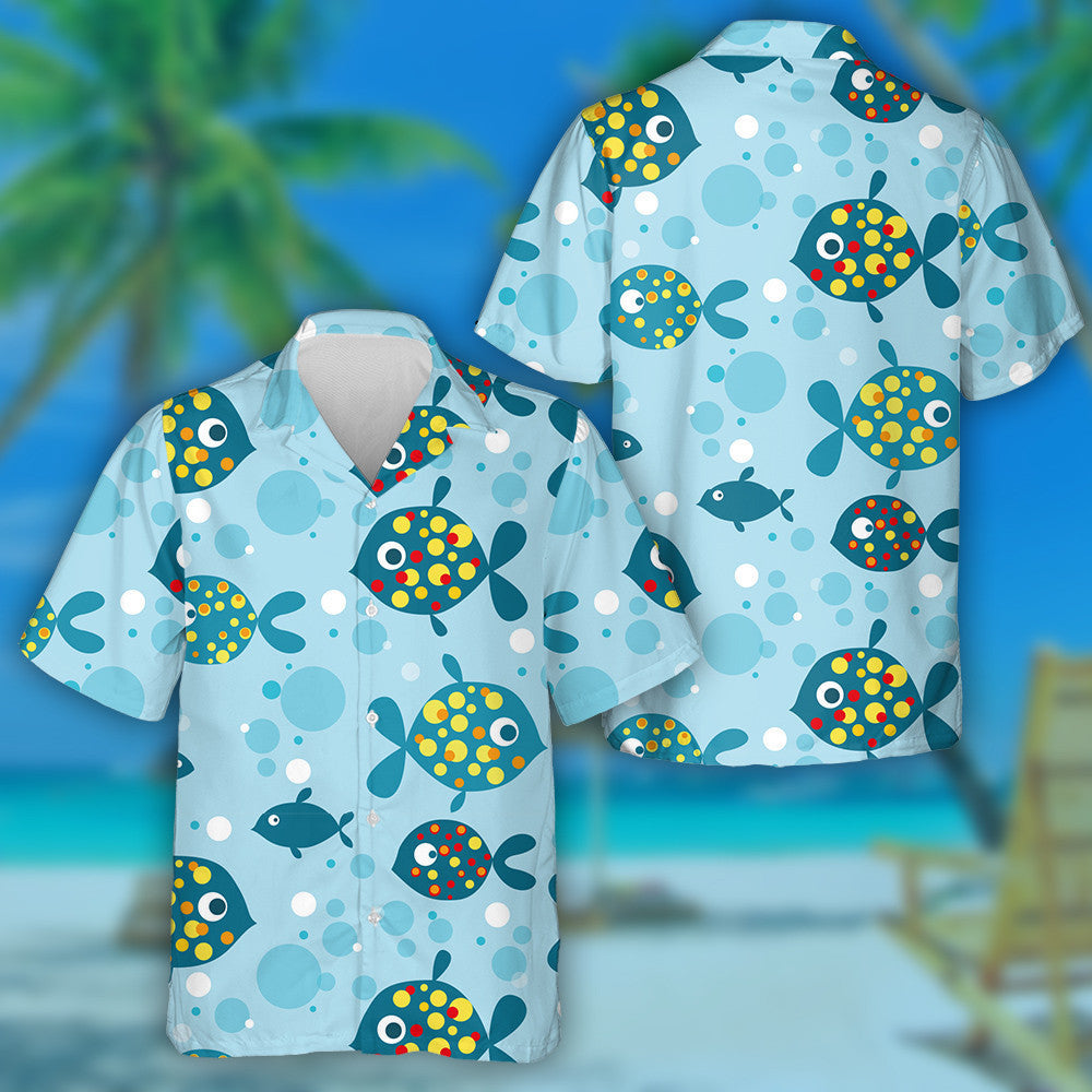 Iasc agus Bubbles Daite Daite Ar Chúlra Gorm Léine Haváí, Bronntanas Léine Haváí, Bronntanas Nollag