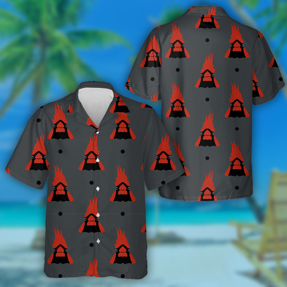 Funny Faces Of Red Cardinal Bird Geometrical Animal Hawaiian Shirt, Hawaiian Shirt Gift, Christmas Gift