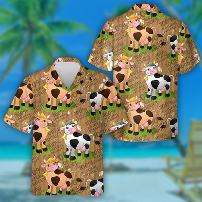 Beautiful Cow In Different Colors Doodle Style Hawaiian Shirt, Hawaiian Shirt Gift, Christmas Gift
