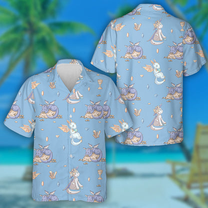 Three Cute Cartoon Dragons With Their Treasure Hawaiian Shirt, Hawaiian Shirt Gift, Christmas Gift