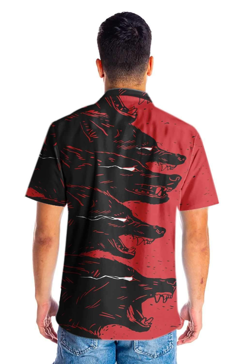 Scary Dangerous Black Wolf Hawaiian Shirt,Hawaiian Shirt Gift, Christmas Gift