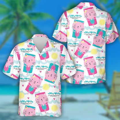 Cat Greannmhar ar Aer ar Snámh Tochta Léine Haváí, Bronntanas Léine Haváí, Bronntanas Nollag