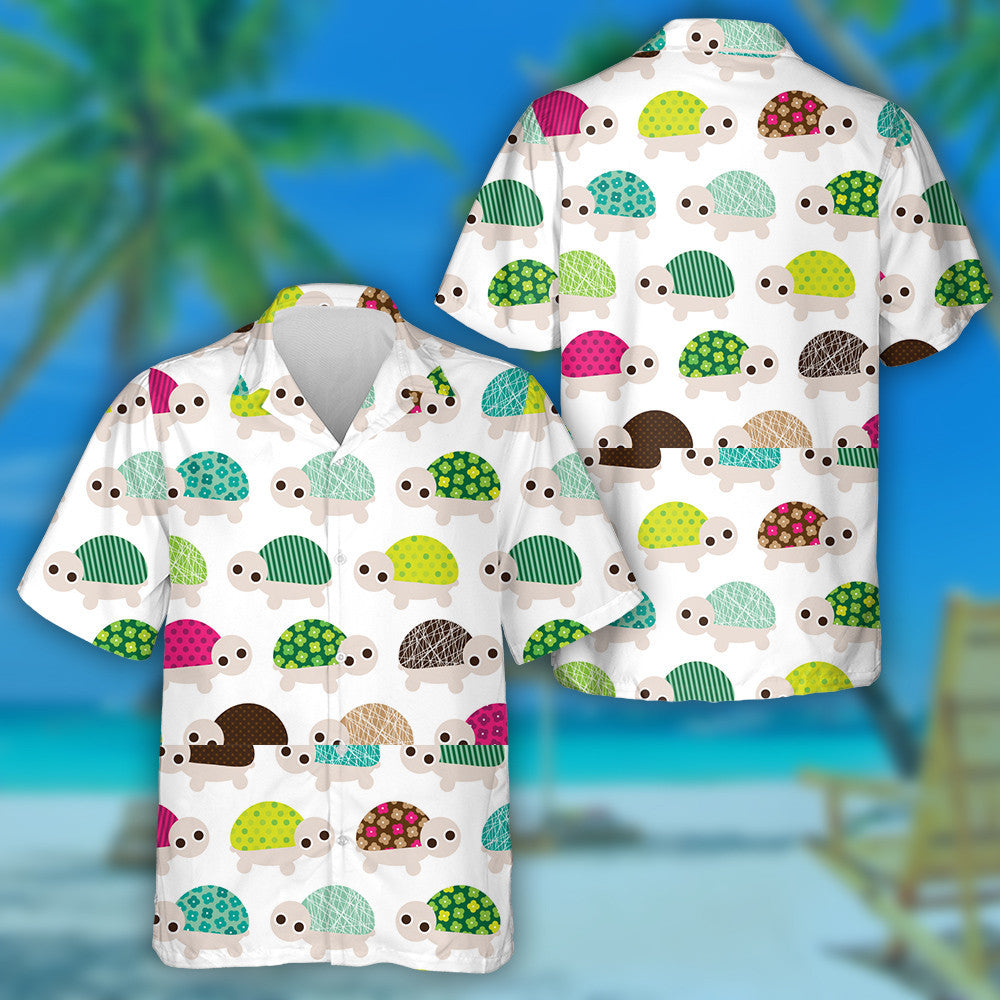 Retro Turtle Animal Background Colorful Style Hawaiian Shirt,Hawaiian Shirt Gift, Christmas Gift