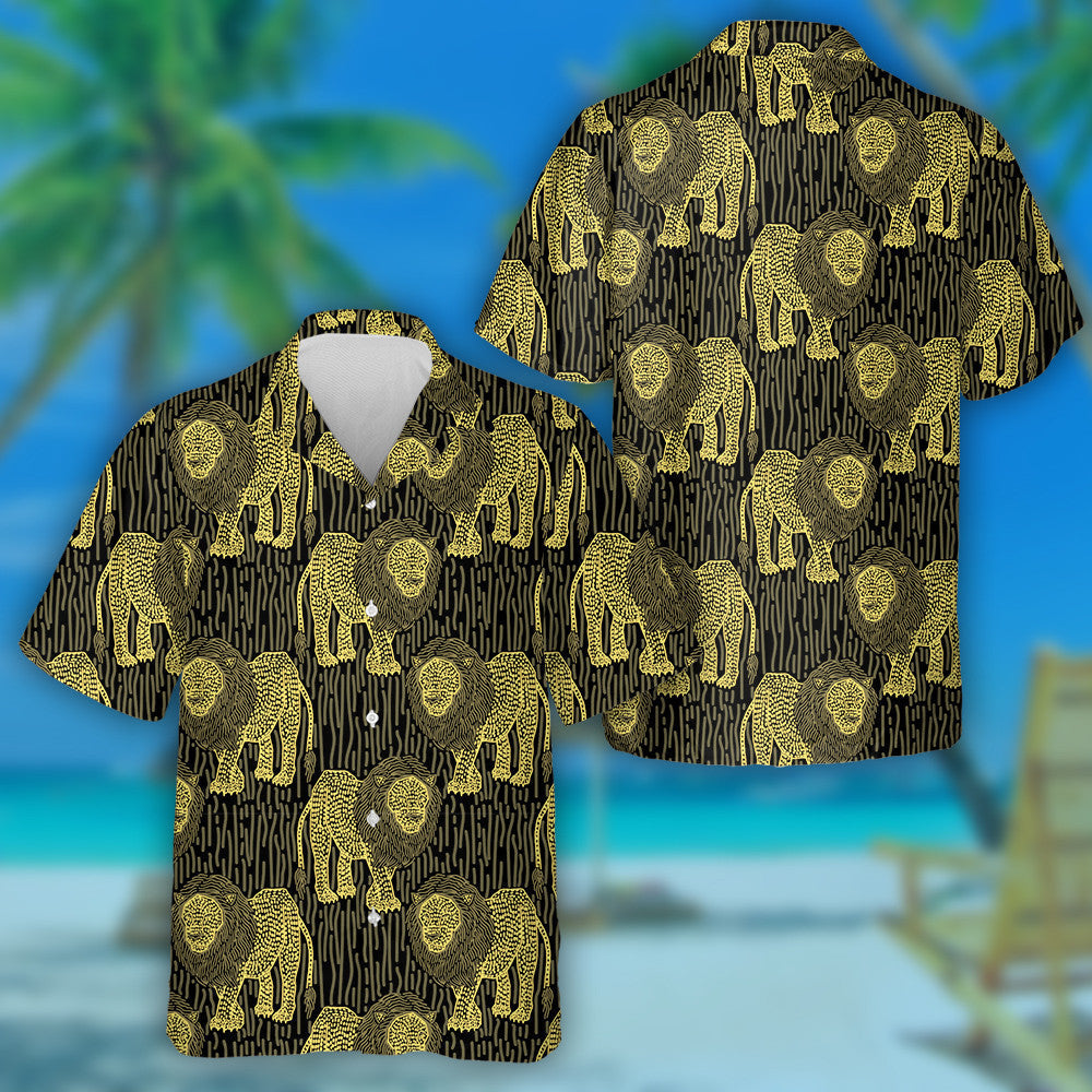 Lion Is Made Graphically Point And Line Hawaiian Shirt, Hawaiian Shirt Gift, Christmas Gift