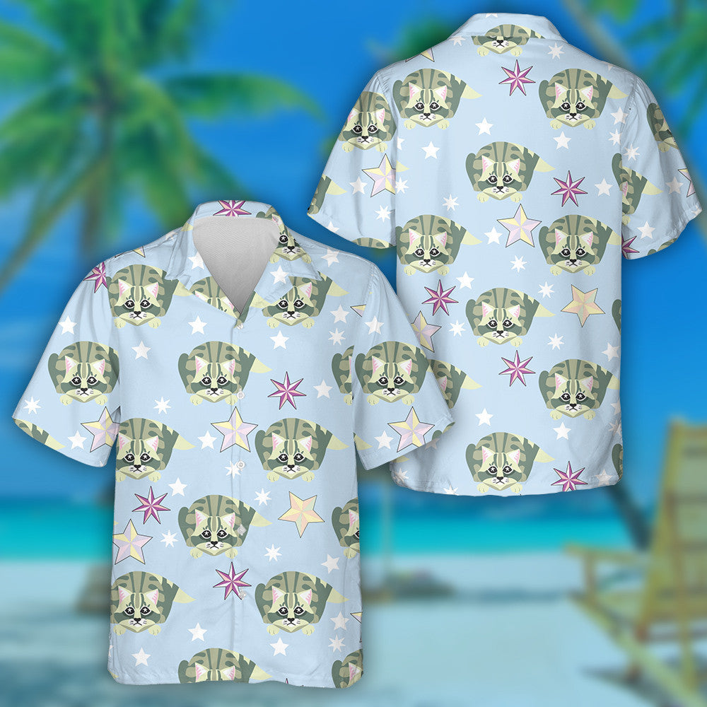 Cats And Stars Pastel Color Decoration Design Hawaiian Shirt, Hawaiian Shirt Gift, Christmas Gift