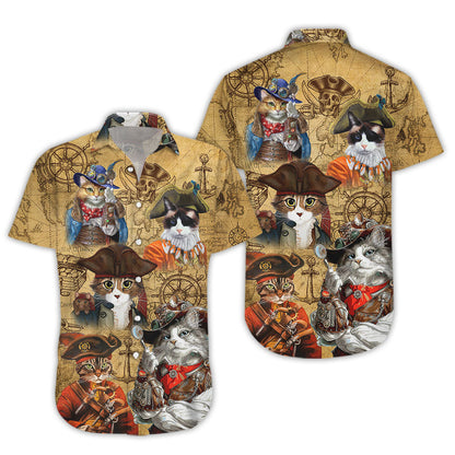 Cute Hawaiian Shirts - Cat Pirate Aloha Hawaiian Shirt - Gift Ideas For Cat Lovers, Hwaiian For Gift