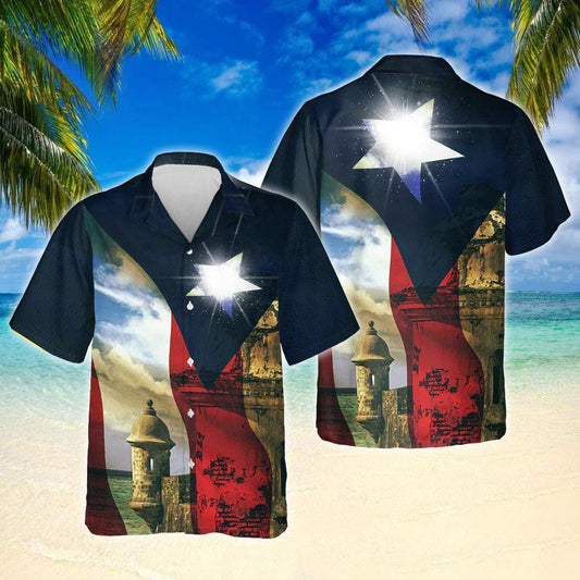 Black Background Boricua Puerto Rico Design Hawaiian Shirt, Hawaiian For Gift