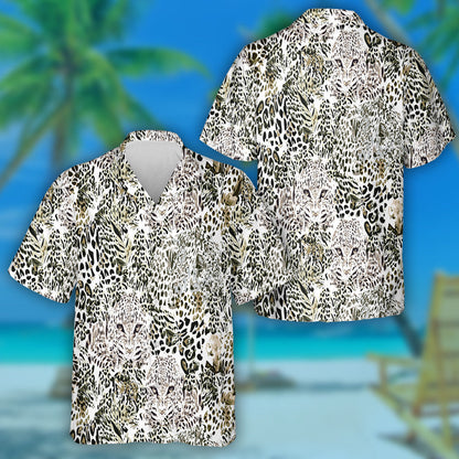 Safari Dreams Grunge Background With Leopard Spots Hawaiian Shirt, Hawaiian Shirt Gift, Christmas Gift