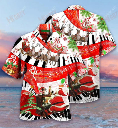 Christmas Piano Unisex Short Sleeve Shirt Hobbies Tropical Shirts Tactical Hawaiian Shirt Hawaiian Shirts For Women_Hawaiian Shirt Gift, Christmas Gift