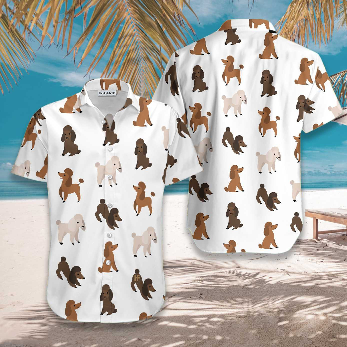 Love Puppies Run Around Poodle Design Hawaiian Shirt,Hawaiian Shirt Gift, Christmas Gift