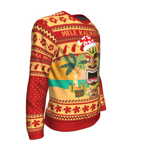 Hawaiian Tiki All - over Sweater - Mele Kalikimaka, Christmas Ugly Sweater, Christmas Gift, Gift Christmas 2024