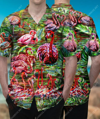 Ná Cúram Gruaige Flamingo Léine Gearr Muinchille Unisex Caitheamh aimsire Léinte Haváíais is Fearr Léinte Haváís Greannmhar, Léine mBan, Bronntanas Léine Haváís, Bronntanas Nollag