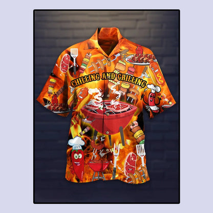 Chilling and grilling hawaiian shirt_Hawaiian Shirt Gift, Christmas Gift