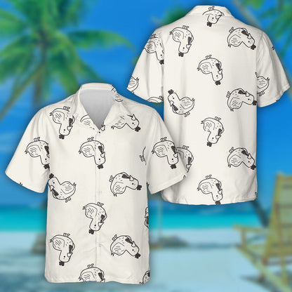 Simple Funny Chicken On Gray Background Hawaiian Shirt,Hawaiian Shirt Gift, Christmas Gift