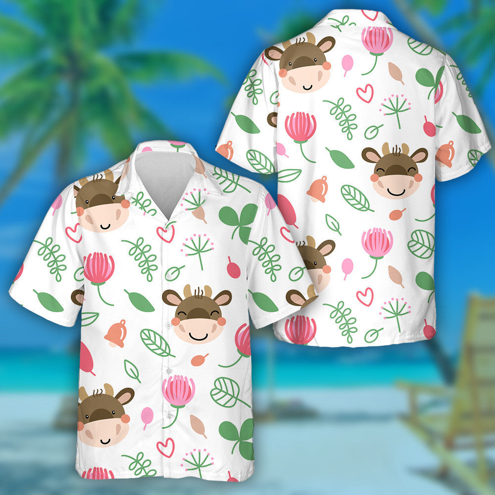 Funny Cows With Clover Flowers And Leaves Hawaiian Shirt, Hawaiian Shirt Gift, Christmas Gift