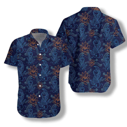 Koi Fish And Lotus Pattern Hawaiian Shirt, Hawaiian For Gift