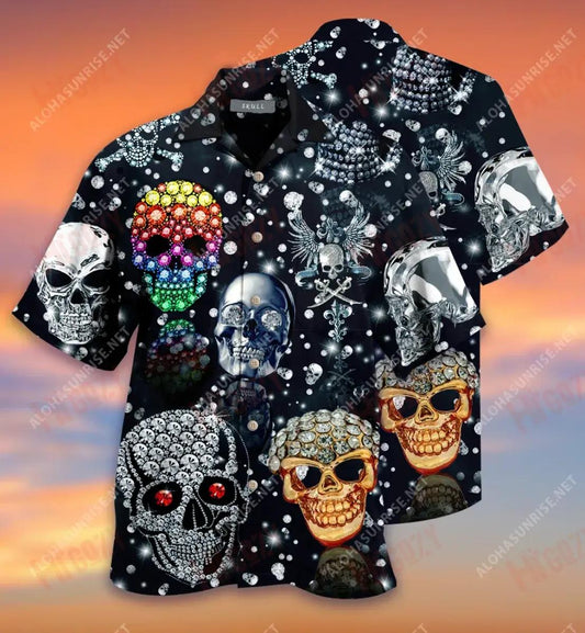 Cloigeann Diamond lonracha Léine Gearr haváís Muinchille Samhraidh Gearr Léinte Crazy Léinte haváíais d'Fhir, Bronntanas Léine Haváís, Bronntanas Nollag