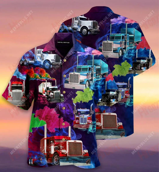 Is Féidir Deatach Anseo Tiománaithe Trucail Léine Gearr Haváís Caitheamh aimsire Léinte Teorannacha Léinte Haváís is Fearr Léinte Greannmhar haváíais, Bronntanas Léine Haváís, Bronntanas Nollag