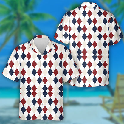 Patrún Athdhéanta Clasaiceach Diamond I Léine Haváís Dearg Gorm Agus Bán, Bronntanas Léine Haváíais, Bronntanas Nollag