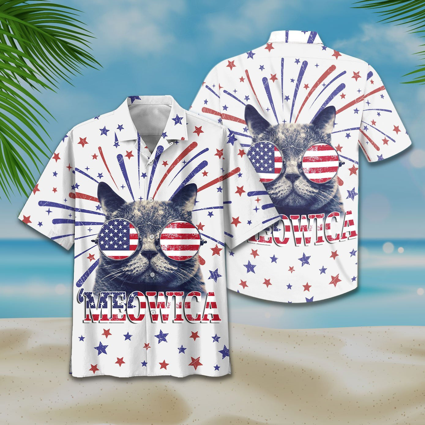 Kool Cat Wearing Glasses Design Hawaiian Shirt, Hawaiian For Gift