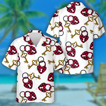 Padlock Múnlaithe Croí Buabhaill agus Léine Haváíach Eochair Liopard, Bronntanas Léine haváíais, Bronntanas Nollag