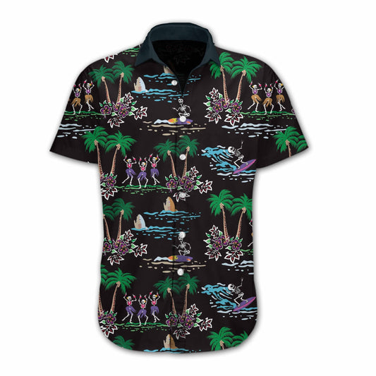 Skeleton Beach At Night Design Hawaiian Shirt,Hawaiian Shirt Gift, Christmas Gift