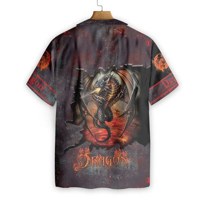 Hell Fire Dragon Grey Design Hawaiian Shirt, Hawaiian For Gift