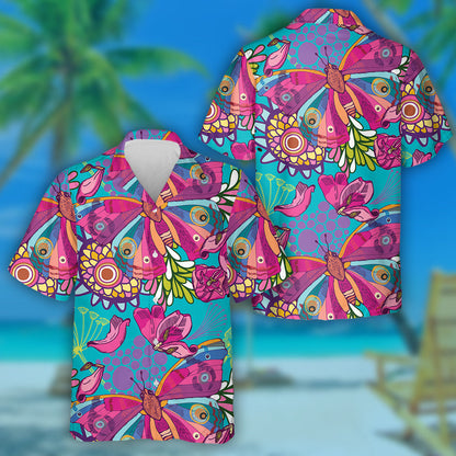 Téama Mystical Bright Samhradh Féileacáin Agus Bláthanna Léine Haváís, Bronntanas Léine Haváís, Bronntanas Nollag