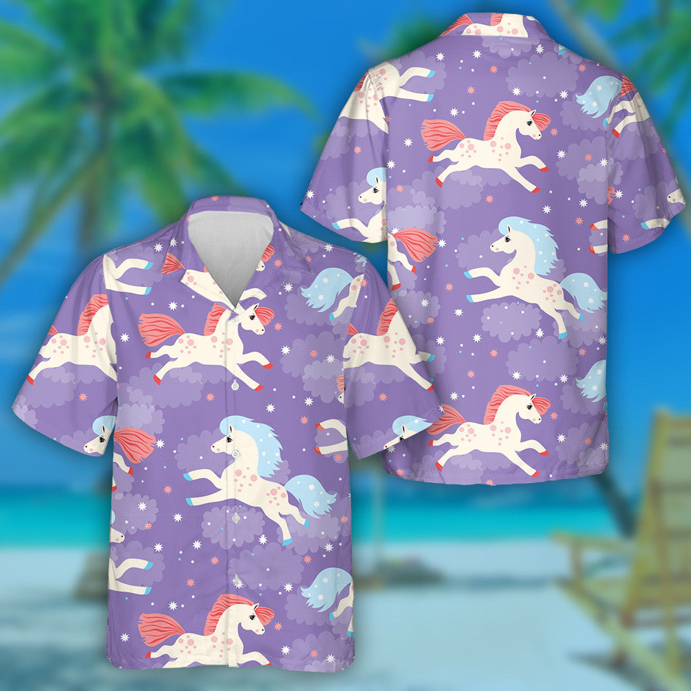Horses Running Across With Clouds And Stars Hawaiian Shirt, Hawaiian Shirt Gift, Christmas Gift
