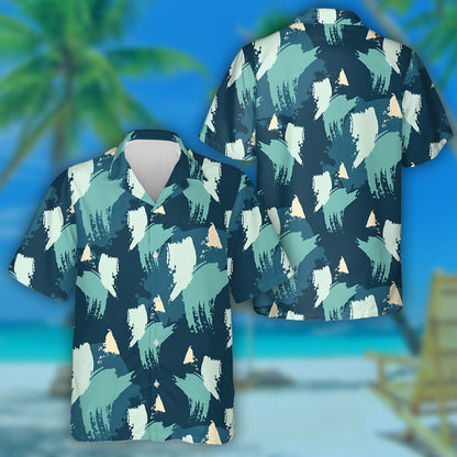 Patrún Scuab Péinteáil Ola Gorm Aqua Léine Haváíais Mhíleata Camo, Bronntanas Léine Haváíais, Bronntanas Nollag