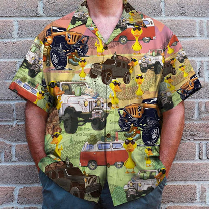 Jp Camping Car Funny Duck Wearing Sunglasses Hawaiian Shirt, Hawaiian Shirt Gift, Christmas Gift