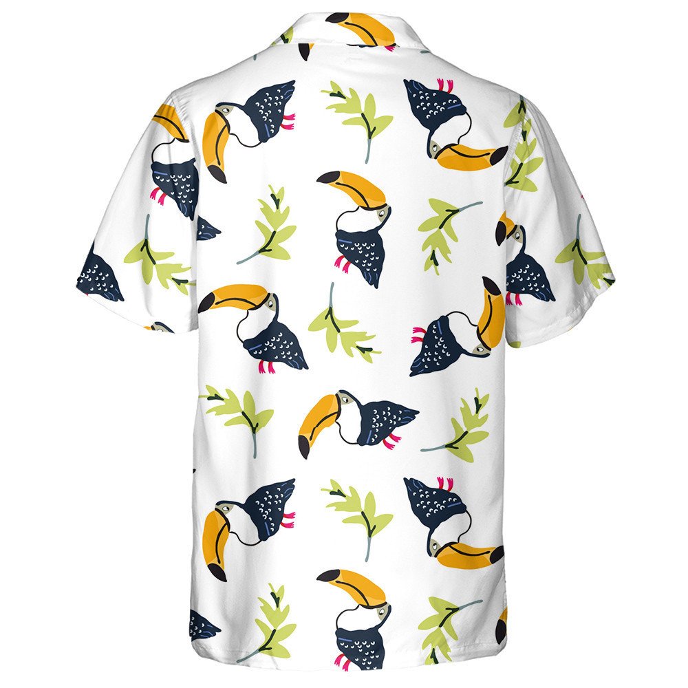 Toucan Funny Birds With Green Leaves Hawaiian Shirt,Hawaiian Shirt Gift, Christmas Gift