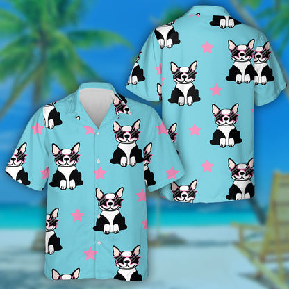 Superstar Cute Cartoon Bulldog Puppies In Glasses Hawaiian Shirt, Hawaiian Shirt Gift, Christmas Gift