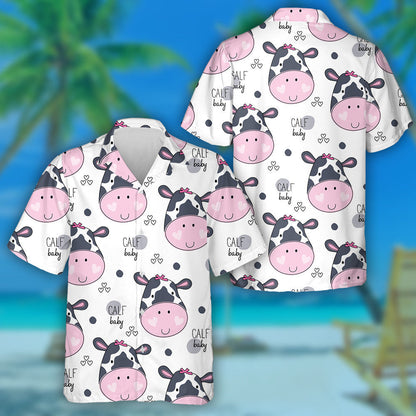 Cartoon Cow Calf Baby Doodle Style Hawaiian Shirt, Hawaiian Shirt Gift, Christmas Gift