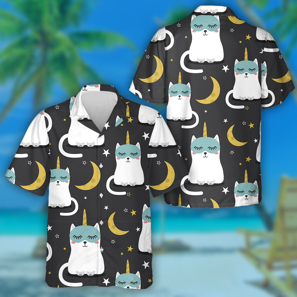 Cats Are Unicorns Stars And Moon Hawaiian Shirt, Hawaiian For Gift