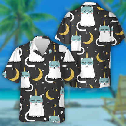 Cats Are Unicorns Stars And Moon Hawaiian Shirt, Hawaiian For Gift