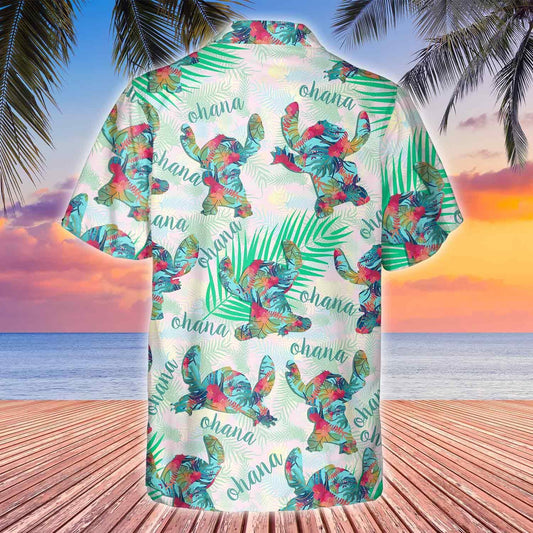 Ohana Luch Stitch Colorful Le Léine Haváís Teal Leaf, Bronntanas Léine Haváís, Bronntanas Nollag